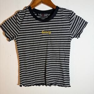 Polly & Esther Kids T-Shirt with Black and Gray Stripes